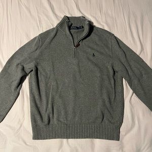 MENS POLO RALPH LAUREN GREY QUARTER ZIP SWEATER